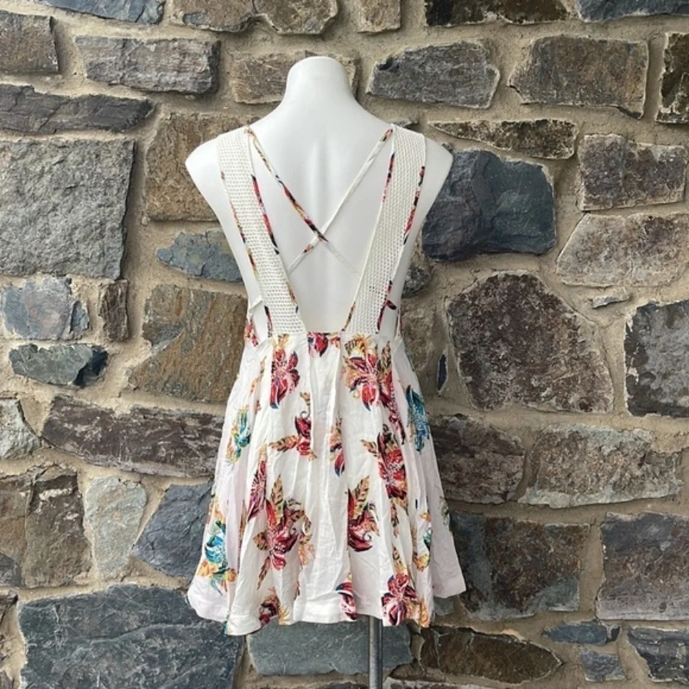Free People NWT 'Thought I Was Dreamin' Strappy Floral Print Mini Dress Size L
